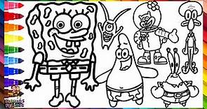 Dibuja y Colorea Los Personajes De Bob Esponja 🧽🐙🦀🍔🐿️🦑👾🌊 Dibujos Para Niños