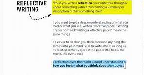 Writing a reflection