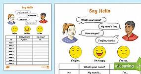 What's Your Name And How Are You? Greetings Worksheet