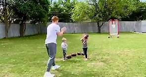 Andy Dalton getting in reps with his two sons