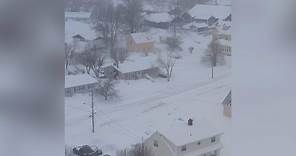 Drone footage of Sydney Mines, N.S. after historic snowfall