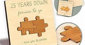 25th Anniversary Card Gifts for Husband Wife - 25th Wedding Gift Anniversary Card for Couple, 25 Year Anniversary Wood Gifts for Him Her, Happy 25 Years Marriage Present for Parents