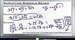 Simplifying Radicals Review: Lesson (Basic Geometry Concepts)