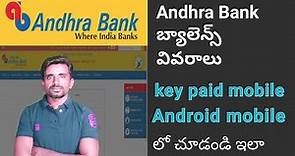 Andhra Bank Check Bank Account Balance Online