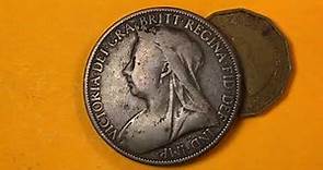 UK 1900 One Penny Coin - Queen Victoria - Old Head - Crowned Veiled - Last of the Victoria Pennies