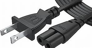 Pwr AC Cable Replacement Power Cord 2 Prong 6 Feet (Black)
