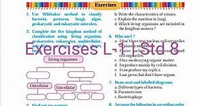 L.1 | Std 8 Science | Exercises | Living World and Classification of Microbes