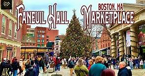 Faneuil Hall Marketplace Boston, MA | Winter Holiday Walking Tour [4K]