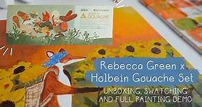 New Rebecca Green Gouache Set - unboxing, color swatching, and full painting illustration process