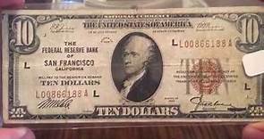 $10 1929 Federal Reserve Bank note