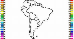 Cómo dibujar Mapa de Sudamérica / Dibuja y Colorea el Mapa de América del Sur / Dibujos para niños