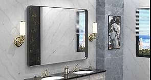 TOOLKISS 48 in. W x 32 in. H Rectangular Aluminum Framed Wall Bathroom Vanity Mirror in Black B12080