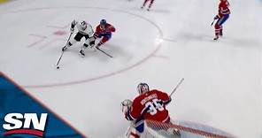 Kings' Quinton Byfield Uses Speed and Size to Slide Goal Past Canadiens' Sam Montembeault
