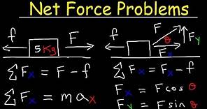 Net Force Physics Problems With Frictional Force and Acceleration
