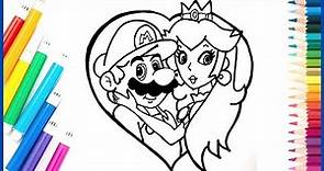 Como Dibujar y Colorear🎨 Super Mario Bros y Princesa Peach💖/ How to Draw Mario Bros & Princess Peach