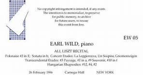 EARL WILD Celebrates LISZT Live Recital 1986 Carnegie Hall NEW YORK