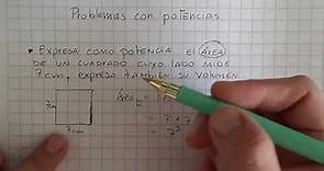 Expresar area y volumen de un cuadrado y cubo como potencia