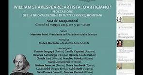 Giuliana Ferreccio e Masolino D’Amico, William Shakespeare: artista, o artigiano?