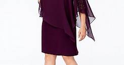XSCAPE Plus Size Beaded Chiffon Popover Dress - Macy's