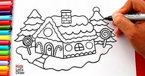 Aprende a dibujar y pintar una CASA DE NAVIDAD fácil | How to Draw and Color a Gingerbread House