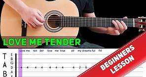 LOVE ME TENDER | Easy guitar melody lesson for beginners (with tabs) - Elvis Presley