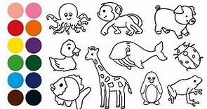 ANIMALES dibujar y colorear para niños - Dibujar animales con Beethoven