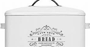 Extra Large White Farmhouse Bread Box for Kitchen Countertop - Holds 2+ Loaves for All Your Bread Storage - Bread Container Counter Organizer to Suit Farmhouse Kitchen Decor, Vintage Kitchen, Rustic