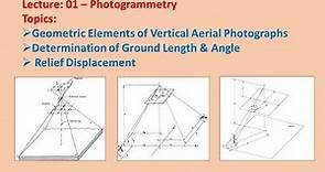 Lecture on Photogrammetry: Geometric Elements, Ground Length & Relief Displacement of Photographs
