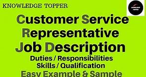 Customer Service Representative Job Description | Duties and Responsibilities | CSR Job Description
