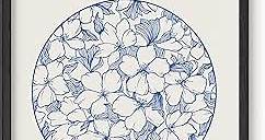 HAUS AND HUES Floral Wall Art - Japanese Traditional Blue Flower Print and Modern Botanical Poster, Blue Wall Art Botanical Prints Modern Art Wall Decor, Blue Art Flower Wall Art (12x16 Unframed)