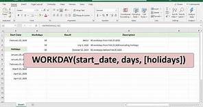 How to add or subtract working days to a date using WORKDAY function in Excel - Office 365