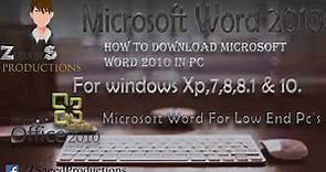 How to download Microsoft Word 2010 In PC | For Windows 7 8,8.1 & 10