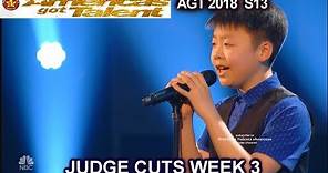 Jeffrey Li sings “One Moment In Time” America's Got Talent 2018 Judge Cuts 3 AGT