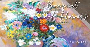 Oil Pastel_Bouquet of Flowers/ Odilon Redon 오딜롱르동/ Flower Painting/Relaxing Oil pastel drawing