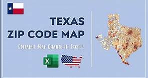 Texas Zip Code Map in Excel - Zip Codes List and Population Map