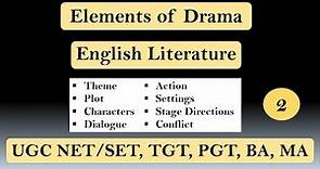 Elements of Drama in Literature: Theme, Plot, Character, Setting, Conflict, Dialogue, Action & Stage