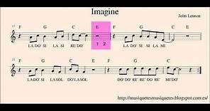 Imagine. John Lennon. Versión 02. Partitura flauta + audio. SI melodía. (C instruments)