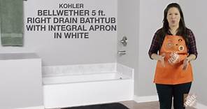 KOHLER Bellwether 60 in. x 30 in. Soaking Bathtub with Right-Hand Drain in White K-838-0