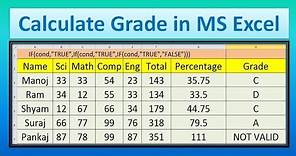 Calculate Grade and Percentage using Nested If in MS Excel,#18