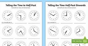 Telling the Time in 5 Minute Intervals Worksheets