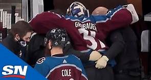 Avalanche's Philipp Grubauer Is Helped Off The Ice With Injury In Game 1 Against Stars