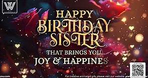 Roses Happy Birthday Sister GIF with Sound for WhatsApp