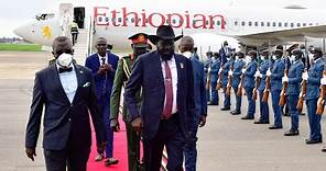 South Sudan President H.E Salva Kiir Mayardit arrives in Uganda for East African Community Summit