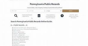 Pennsylvania Public Records (Search Criminal, Divorce, Marriage, Arrest, and Court Records Online).