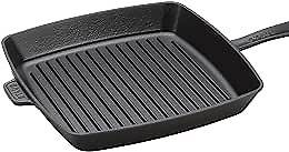 Staub Cast Iron 12-inch Square Grill Pan - Matte Black, Made in France