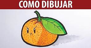 Como dibujar una mandarina kawaii - fruta