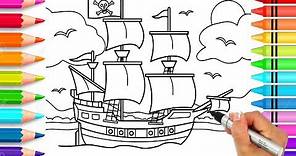 Pirate Ship Coloring Page | Pirate Coloring Book | Printable Pirate Ship Pdf for Kids