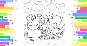 Coloring Peppa Pig meets Mandy Mouse | Peppa Pig's New Friend Coloring Page