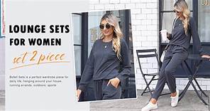 Amazon.com: Bofell 女款休閒組 2 件式秋季服裝 2023 時尚流行 運動服 帶口袋運動套裝