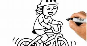How to DRAW A BOY RIDING A BIKE Step by Step Easy Drawings